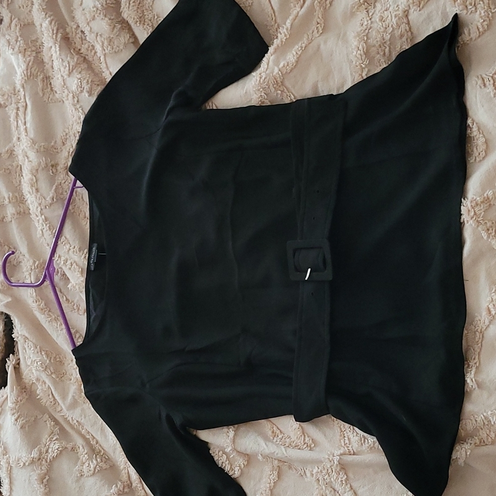 NWT Ann Taylor Black 6 Peplum Belted Top